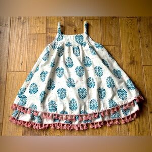 NEW Poppet & Fox Mousehole Dress Cream With Turquoise Tree Paisley size 7